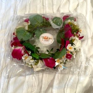 Pink and white flower crown/headband